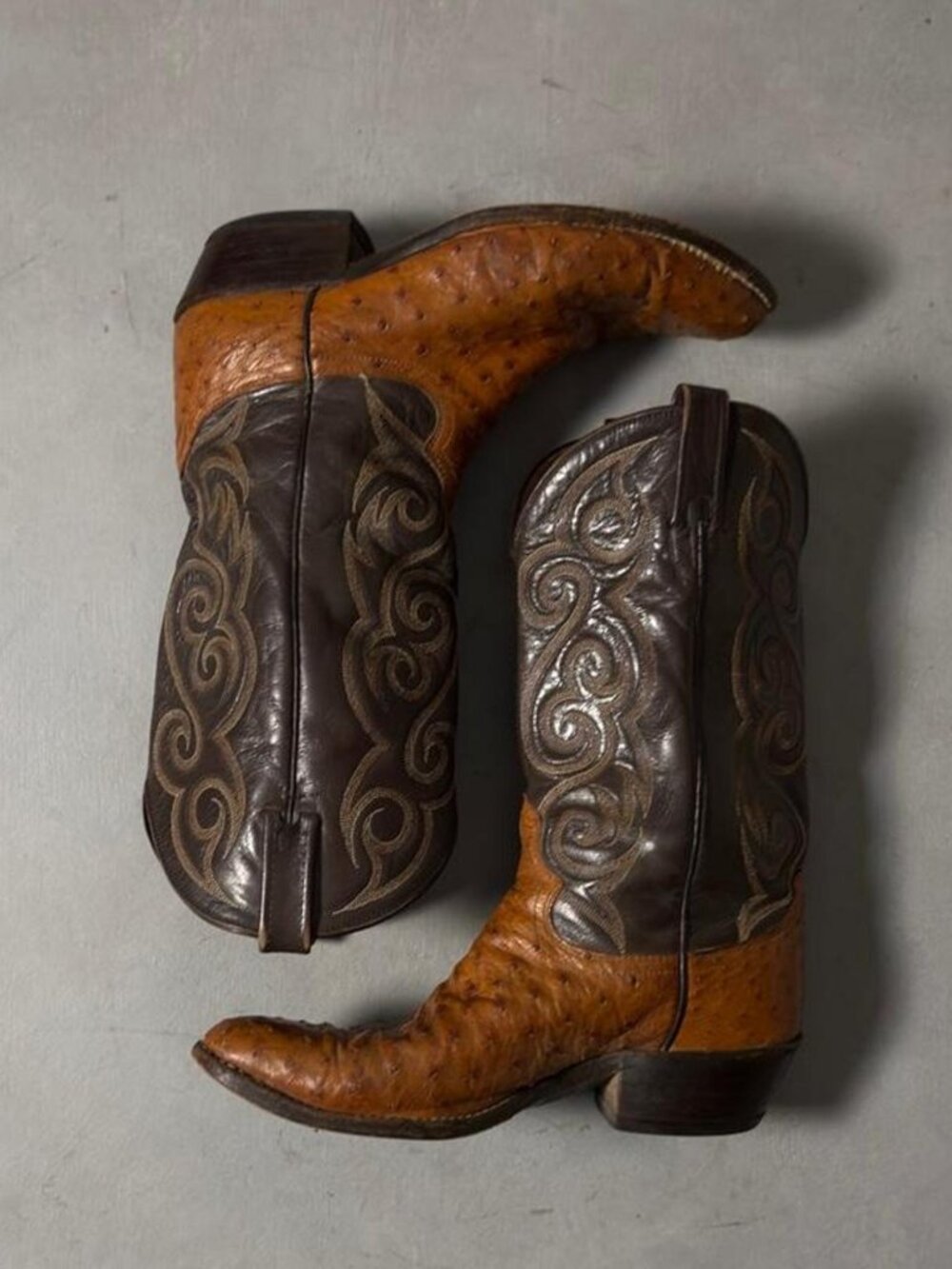 Dan Post Full Quill Exotic Ostrich Leather Cowboy Boots - Western US 10.5 EE
